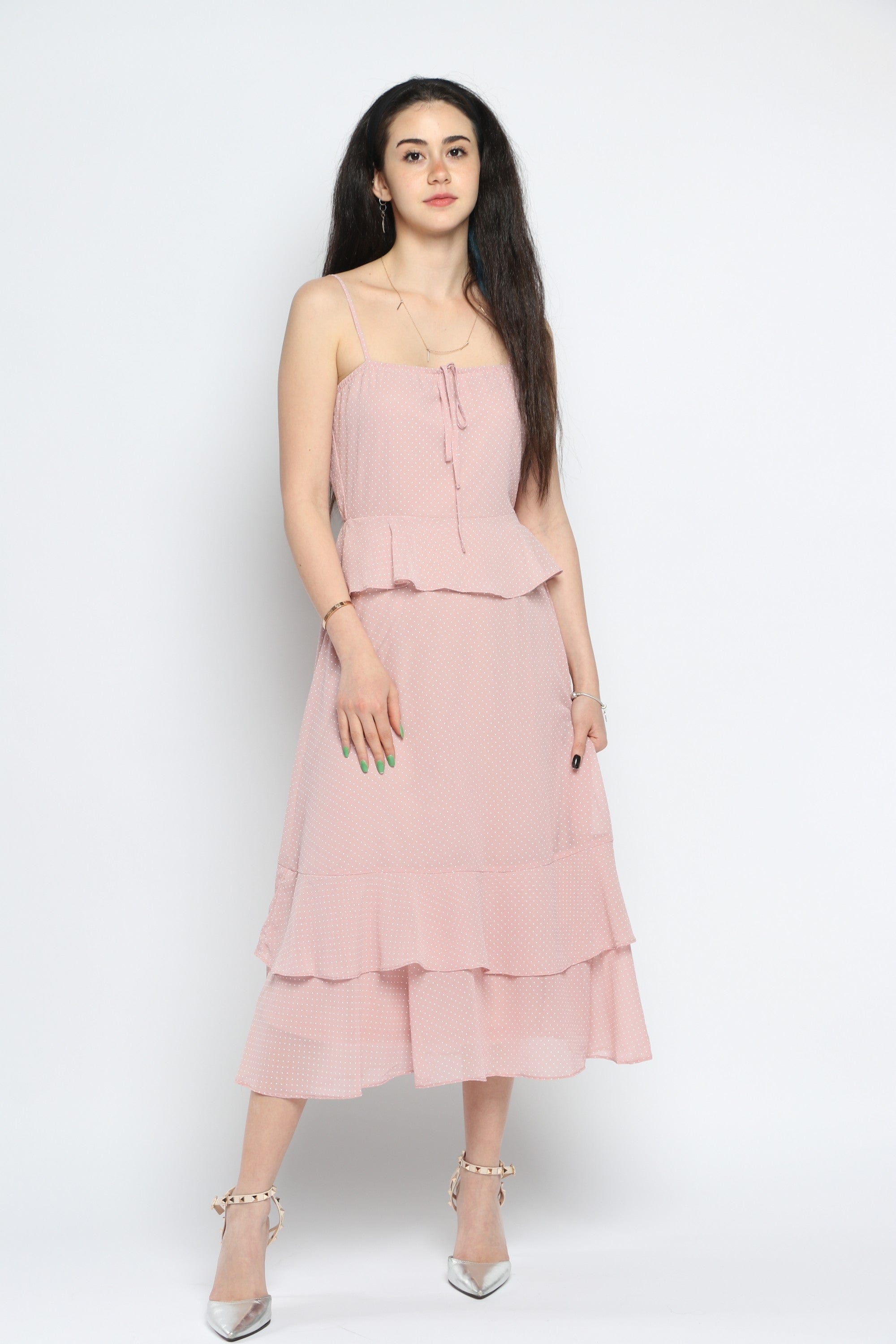 كيتشن فستان ماكسي سادة بأزرار أمامية بدون كتف نسائي