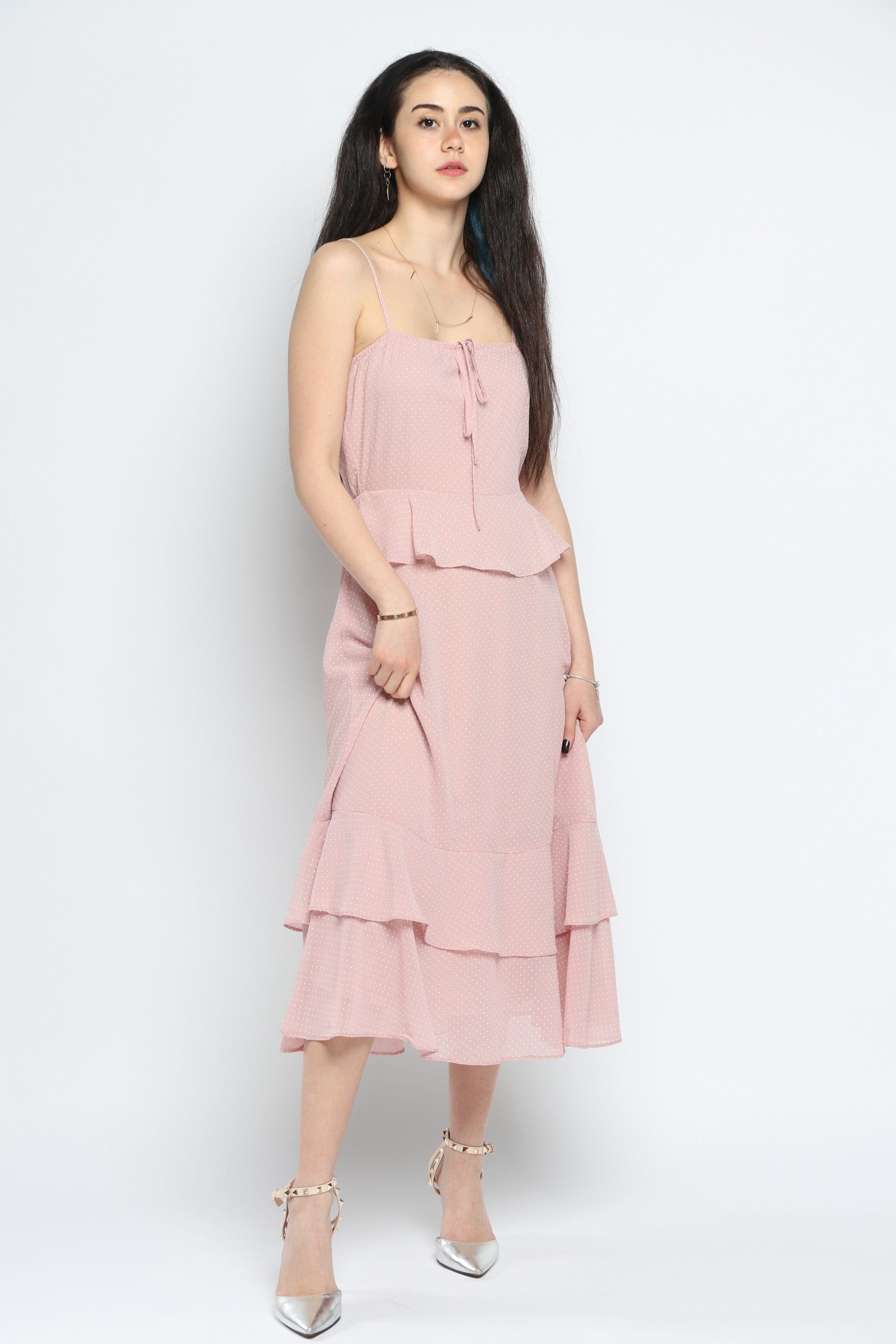 كيتشن فستان ماكسي سادة بأزرار أمامية بدون كتف نسائي