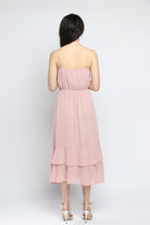 كيتشن فستان ماكسي سادة بأزرار أمامية بدون كتف نسائي