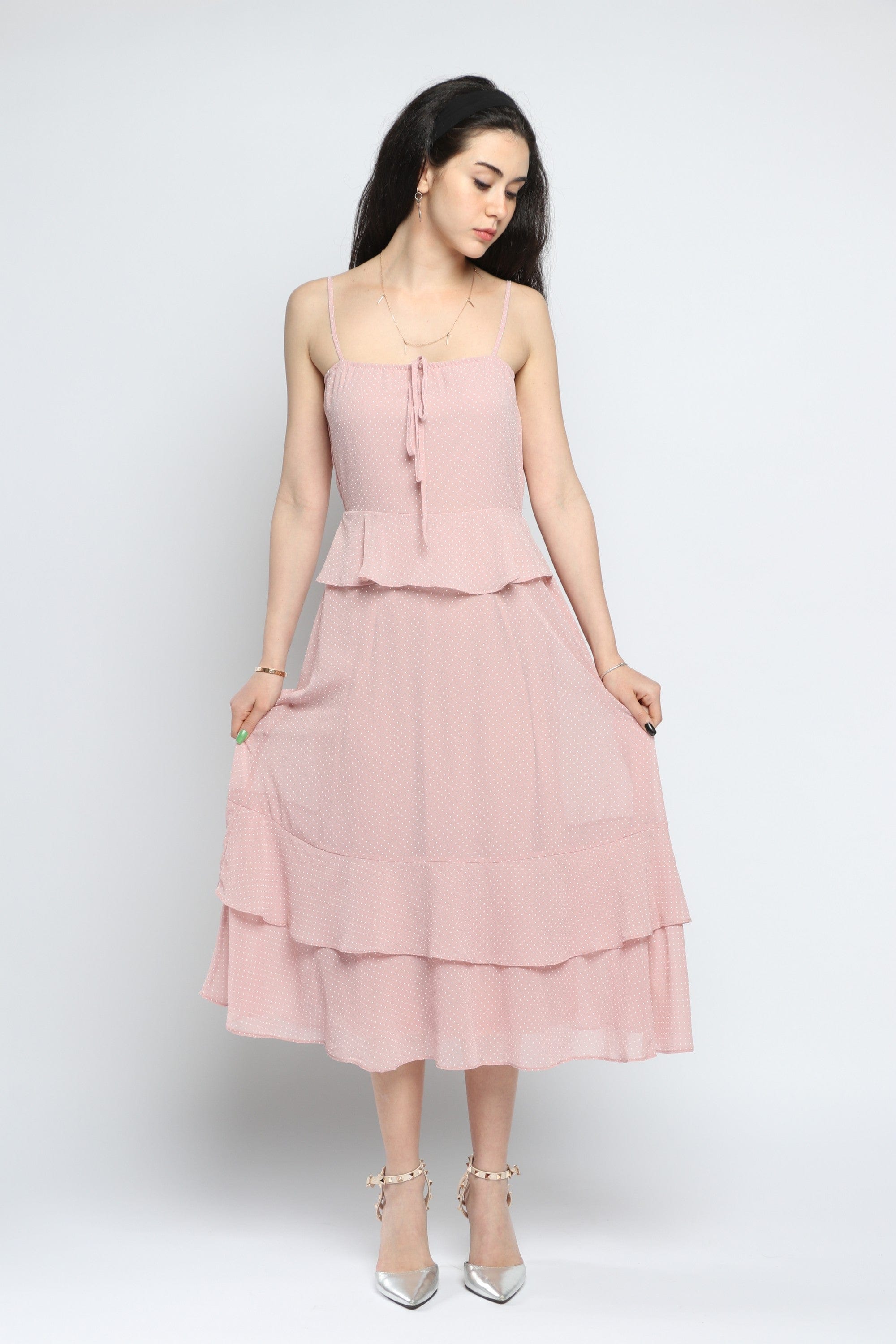 كيتشن فستان ماكسي سادة بأزرار أمامية بدون كتف نسائي