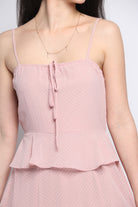 كيتشن فستان ماكسي سادة بأزرار أمامية بدون كتف نسائي