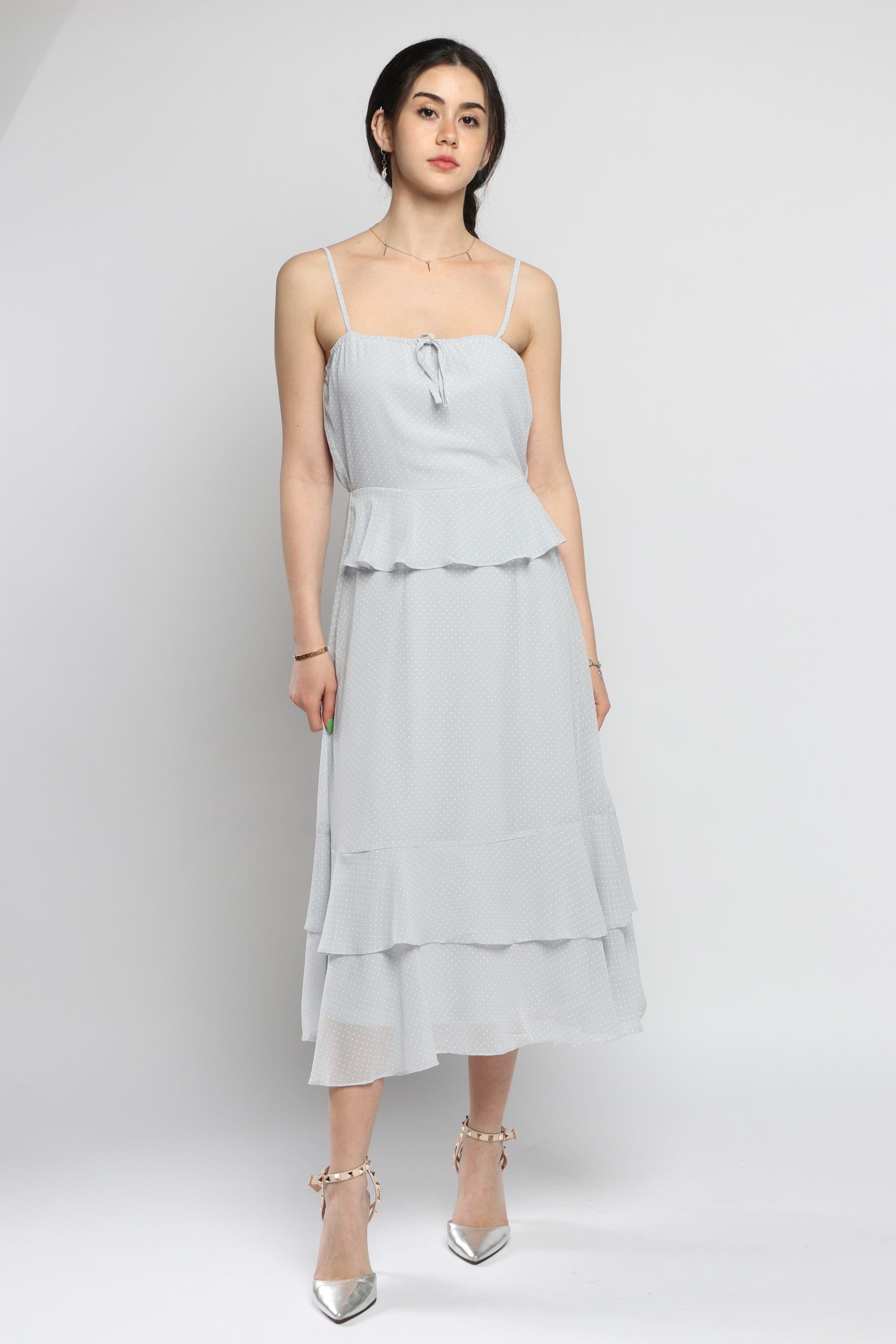 كيتشن فستان ماكسي سادة بأزرار أمامية بدون كتف نسائي