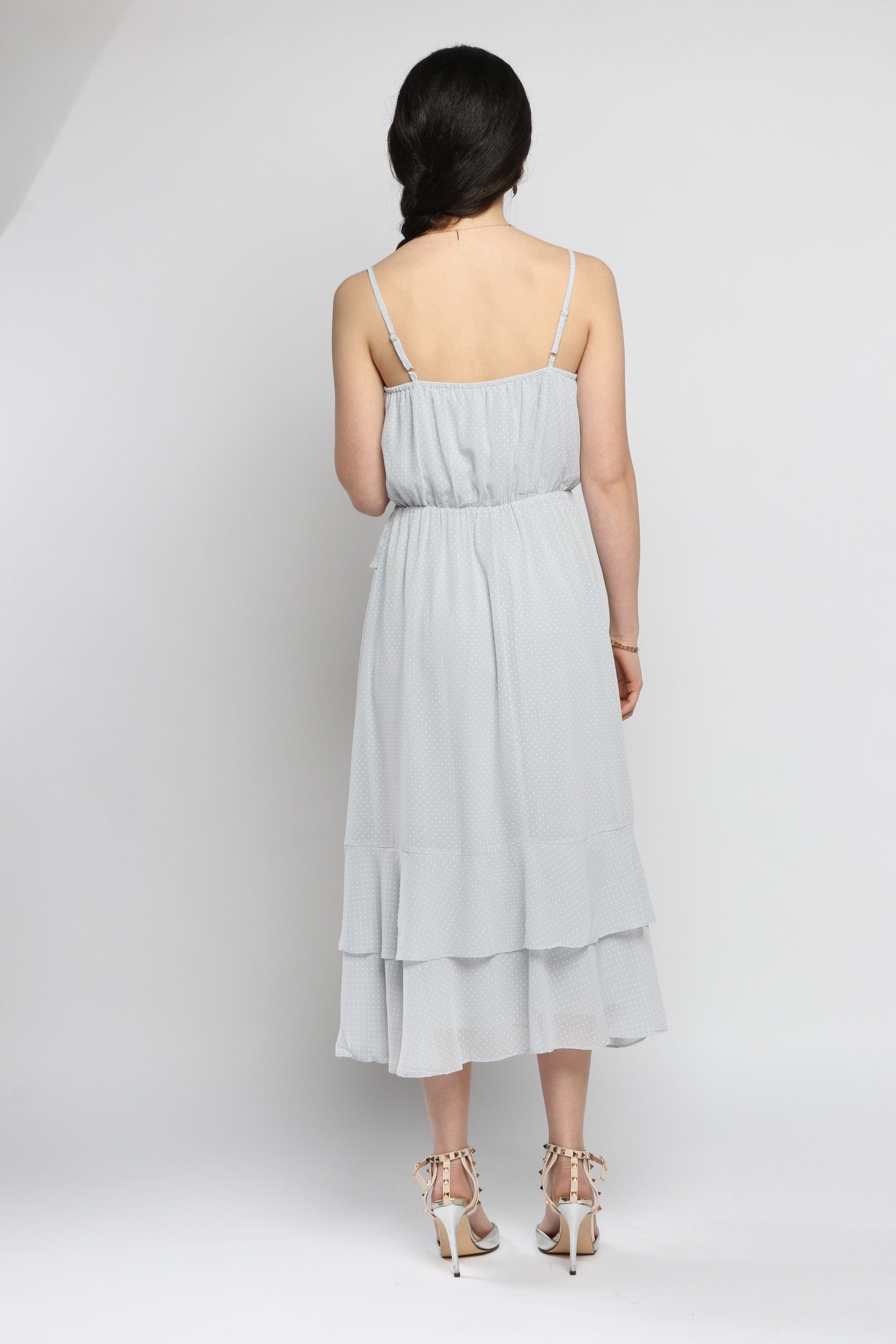 كيتشن فستان ماكسي سادة بأزرار أمامية بدون كتف نسائي