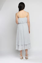 كيتشن فستان ماكسي سادة بأزرار أمامية بدون كتف نسائي