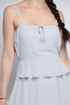 كيتشن فستان ماكسي سادة بأزرار أمامية بدون كتف نسائي