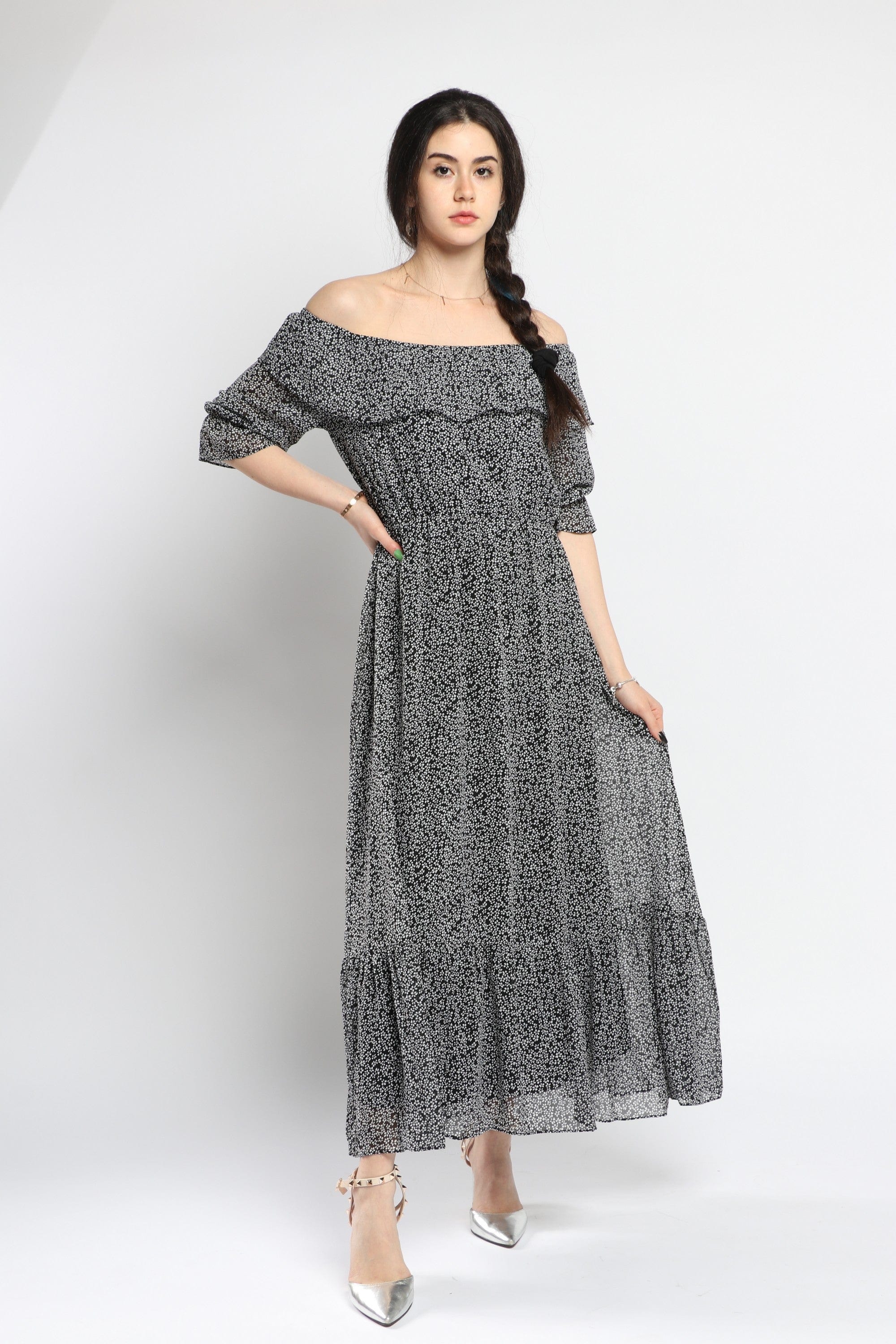 كيتشن فستان ماكسي سادة برباط على الصدر حمالات نسائي