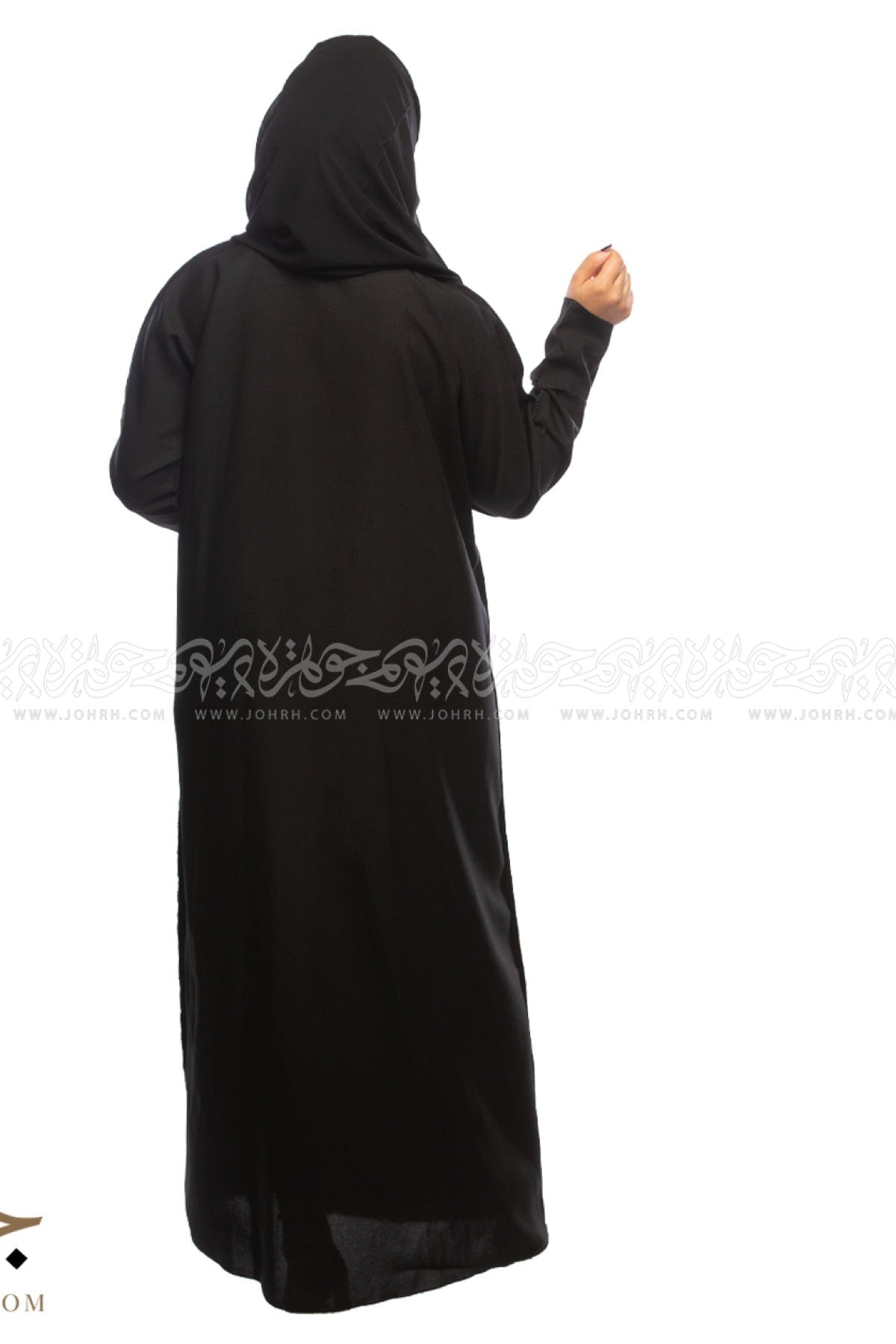 جوهرة عباية قماش ملكي كلاسيكية بشك و خياطه مقلوبه أسود