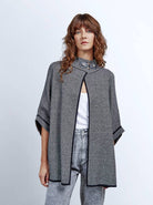 بارفوا معطف نسائي بكم 3/4 مفتوح من الأمام أسود