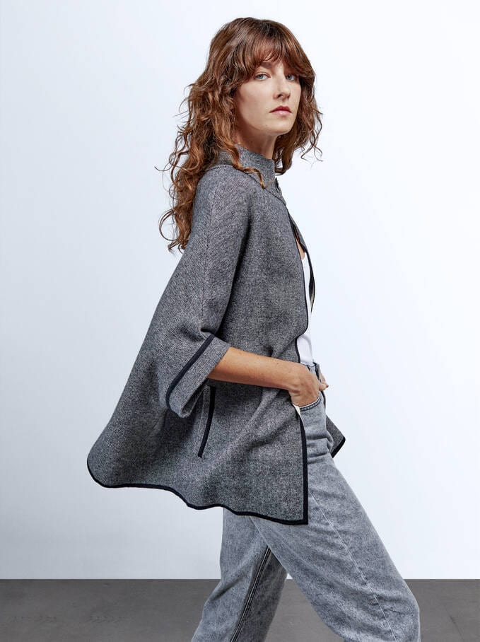 بارفوا معطف نسائي بكم 3/4 مفتوح من الأمام أسود