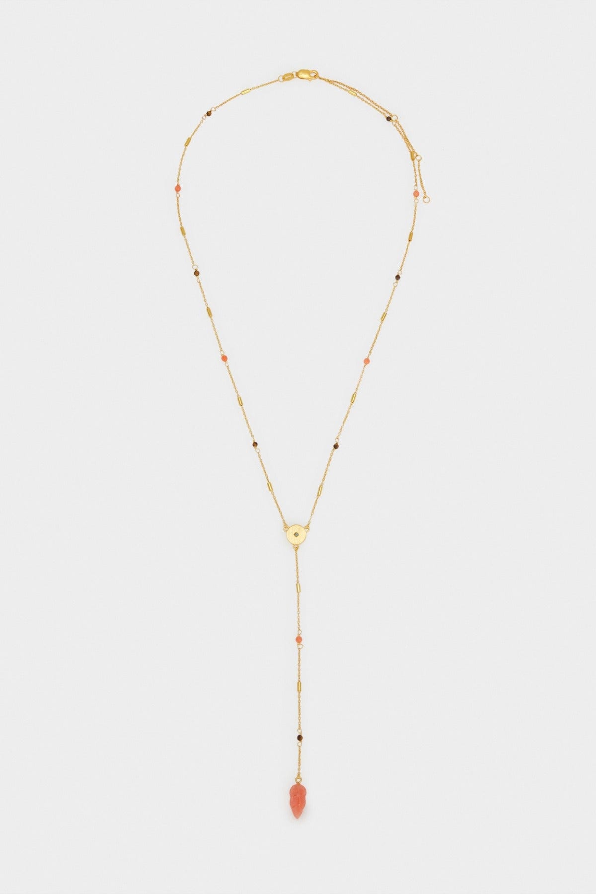 بارفوا قلادة ذهبي طويل ملحق بلوزة باللون البرتقالي متعدد الألوان