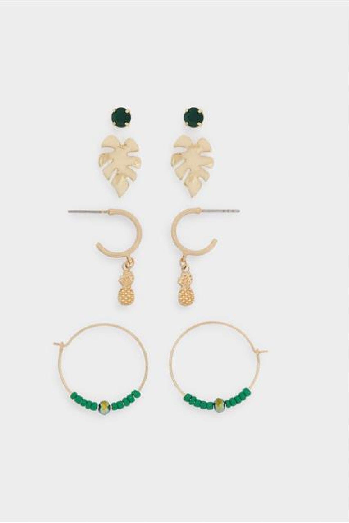 بارفوا أقراط ذهبية مزينة بالألوان نسائي متعدد الألوان