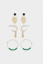 بارفوا أقراط ذهبية مزينة بالألوان نسائي متعدد الألوان