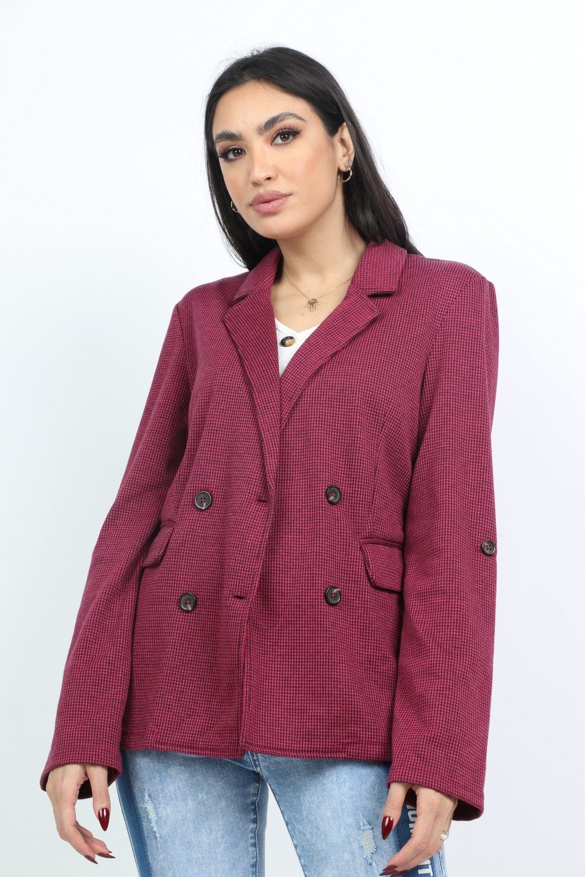 كيتشن جاكيت رسمي بكم طويل بأزرار أمامية نسائي