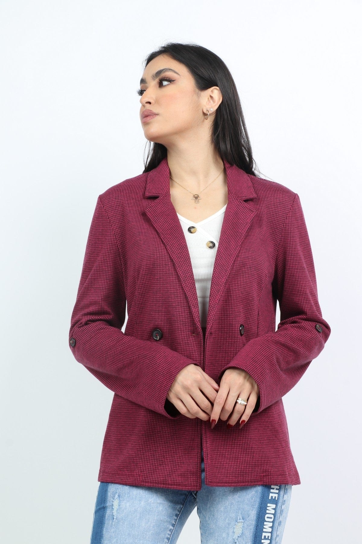 كيتشن جاكيت رسمي بكم طويل بأزرار أمامية نسائي