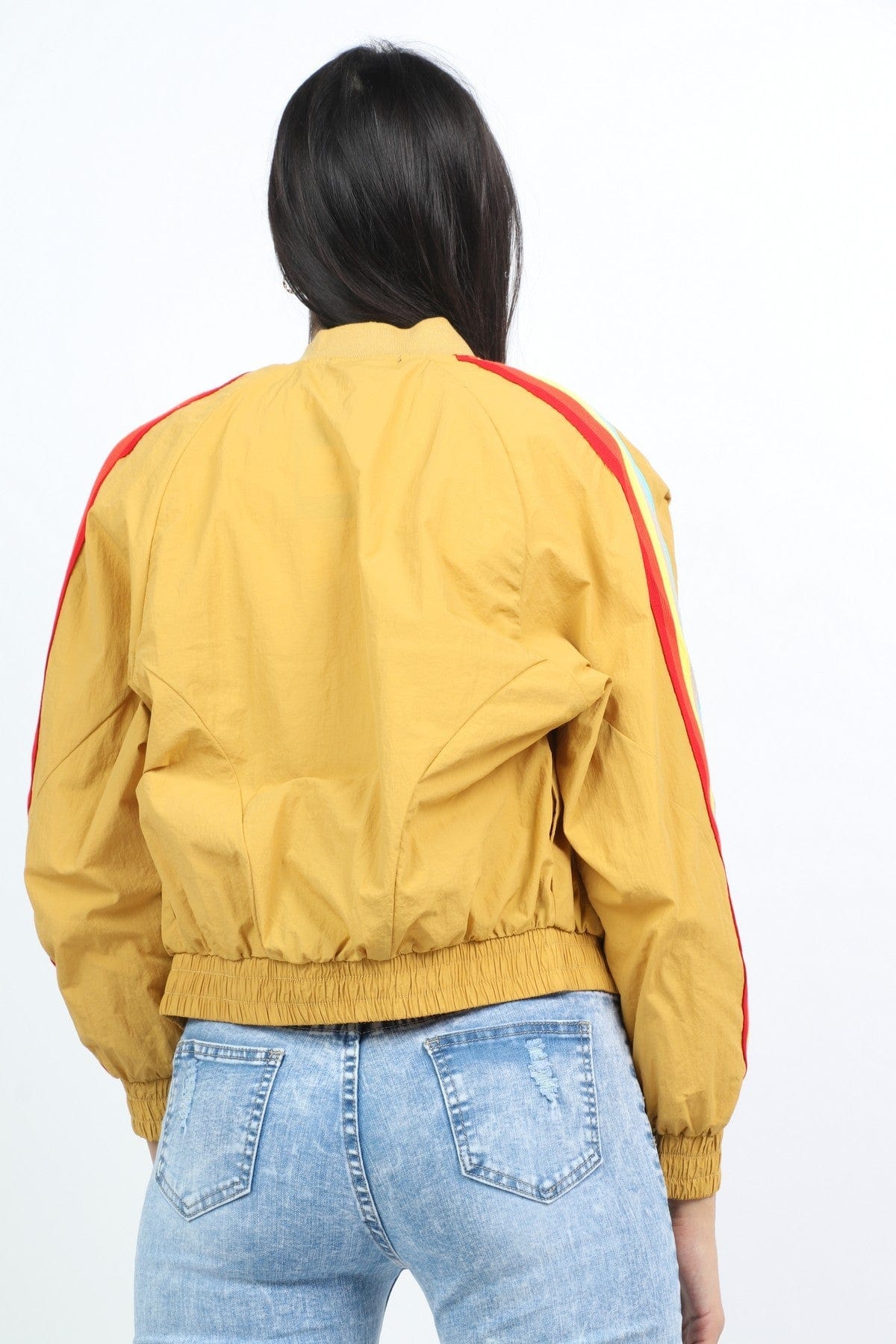 كيتشن جاكيت بوليستر كم طويل مع خطوط نسائي