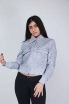 كيتشن جاكيت فرو بسحابات وحيوب وياقة عالية كم طويل نسائي