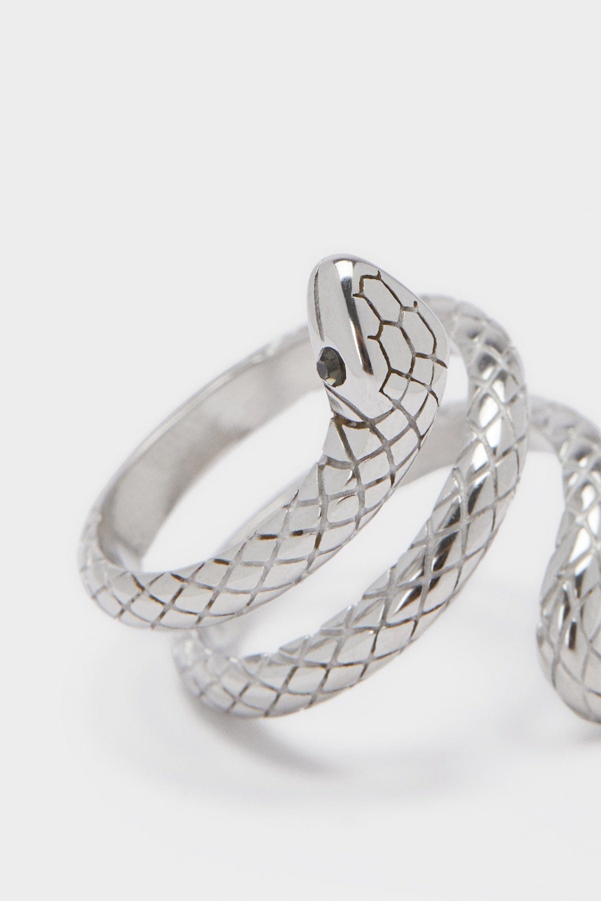 بارفوا خاتم ثعبان من الفولاذ المقاوم للصدأ مطلي بالفضة فضي