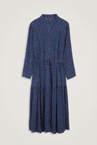 بارفوا فستان ميدي منقوش بحزام على الخصر بأزرار أمامية كم طويل بورغندي