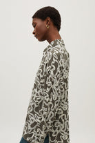 بارفوا قميص نسائي طويل مطبوع الكاكي