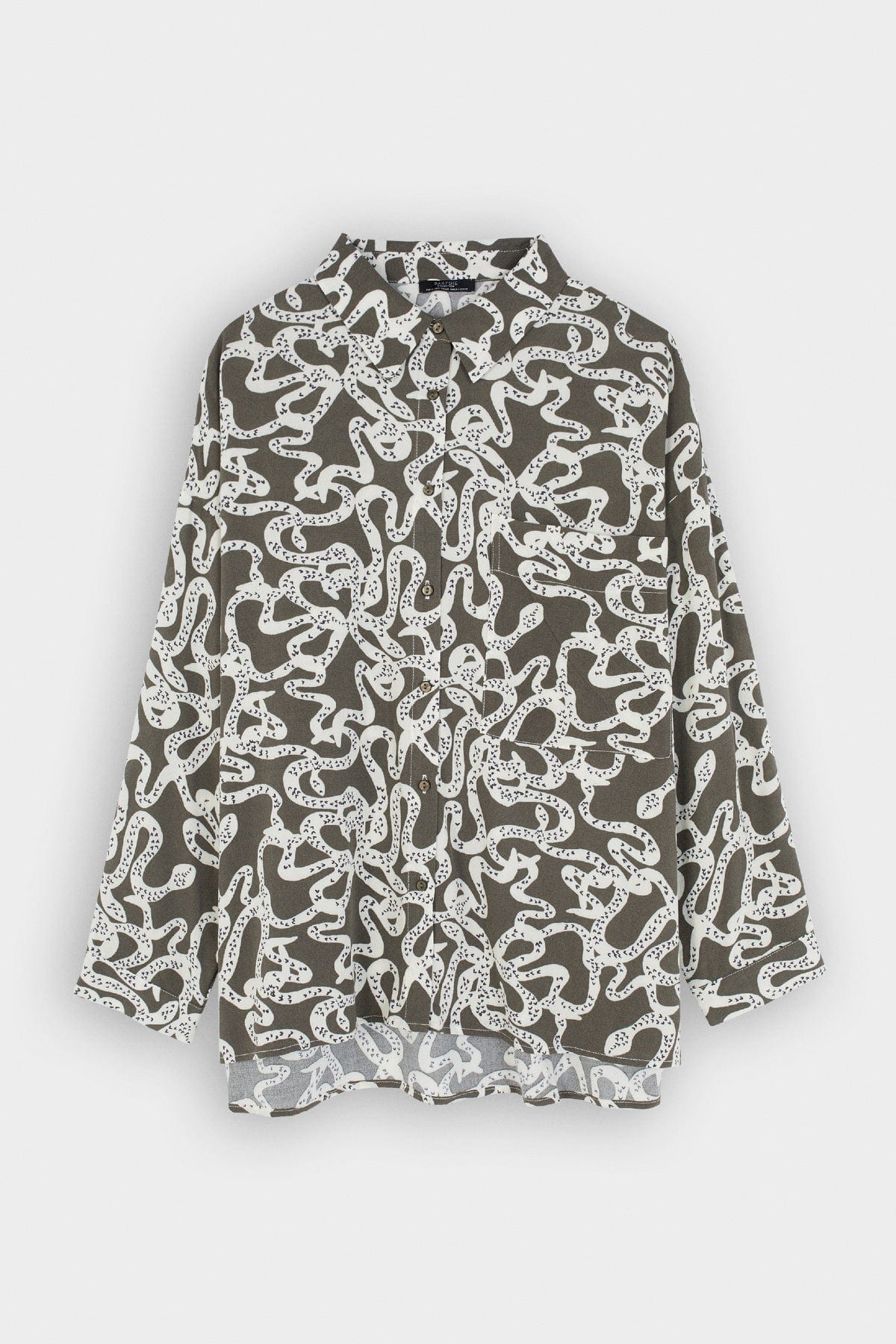 بارفوا قميص نسائي طويل مطبوع الكاكي