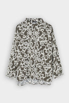 بارفوا قميص نسائي طويل مطبوع الكاكي