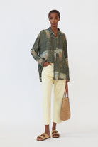 بارفوا قميص فضفاض مطبوع نقشة مدينة أخضر