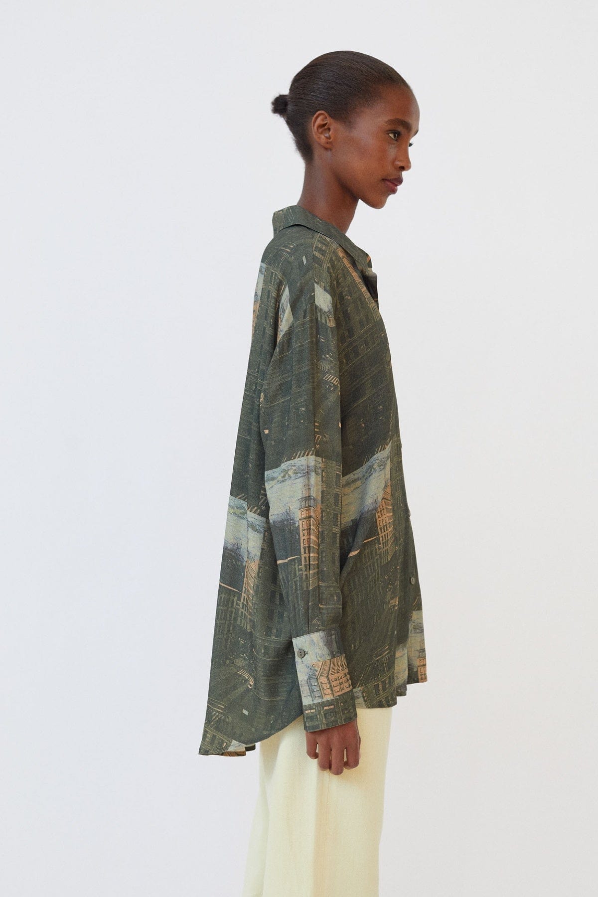 بارفوا قميص فضفاض مطبوع نقشة مدينة أخضر