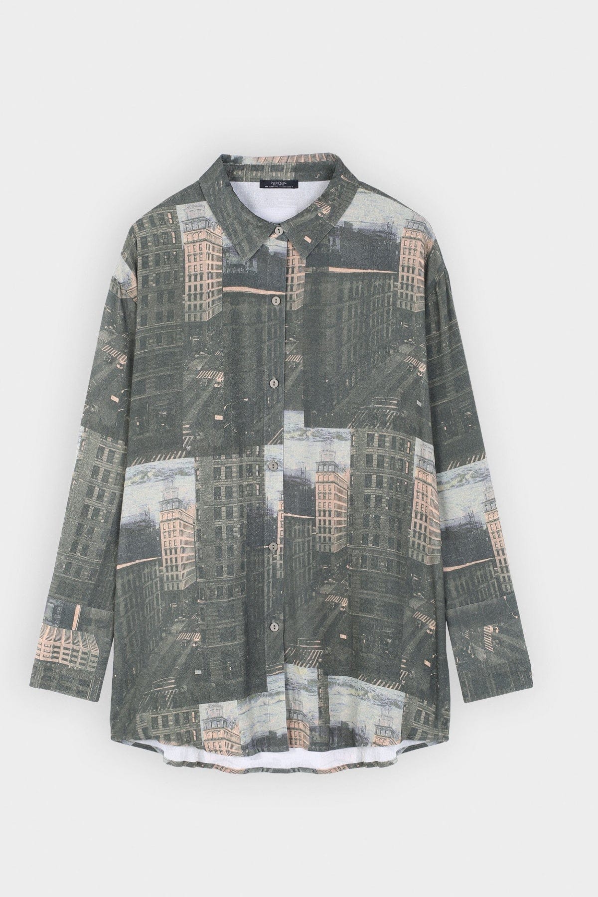 بارفوا قميص فضفاض مطبوع نقشة مدينة أخضر