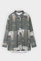 بارفوا قميص فضفاض مطبوع نقشة مدينة أخضر