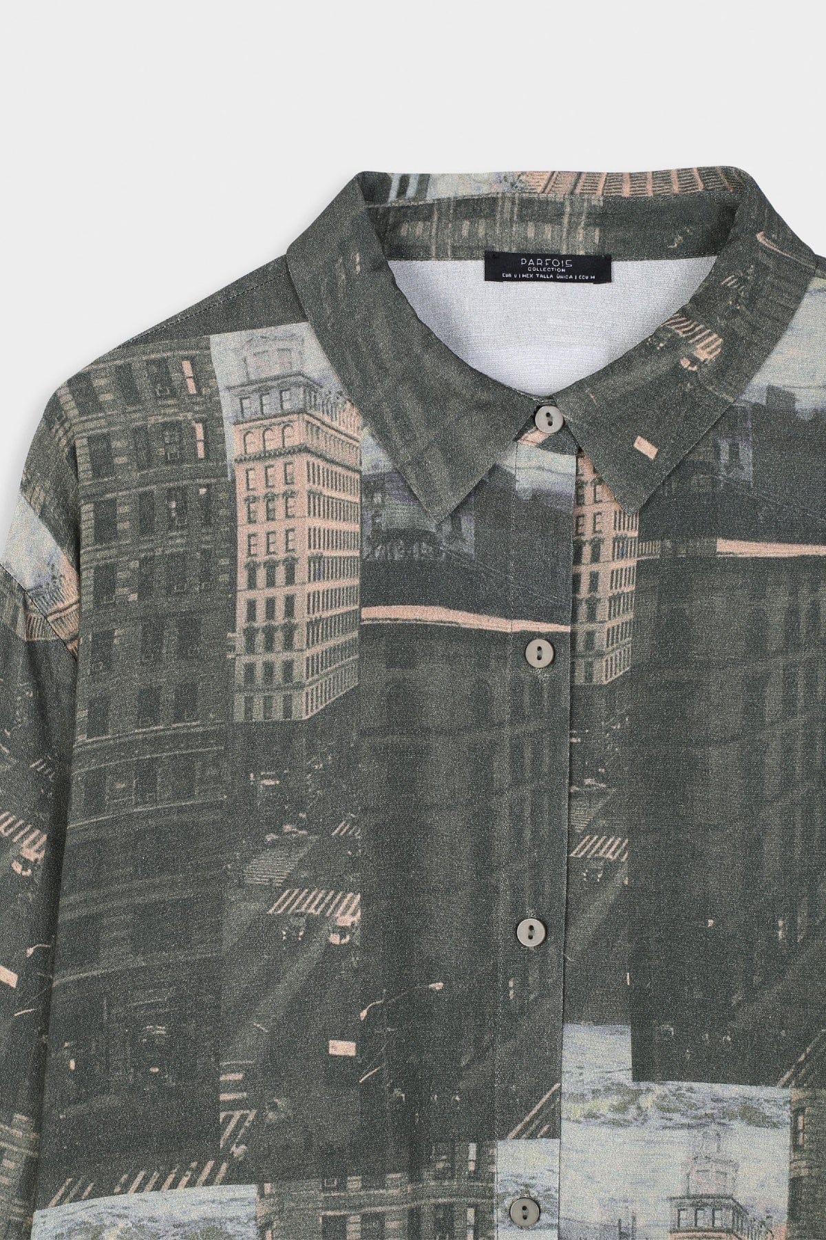 بارفوا قميص فضفاض مطبوع نقشة مدينة أخضر