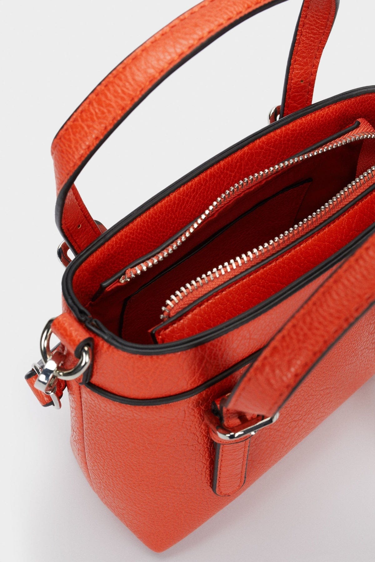 بارفوا حقيبة حمل جلد بحزام الكتف البرتقالي