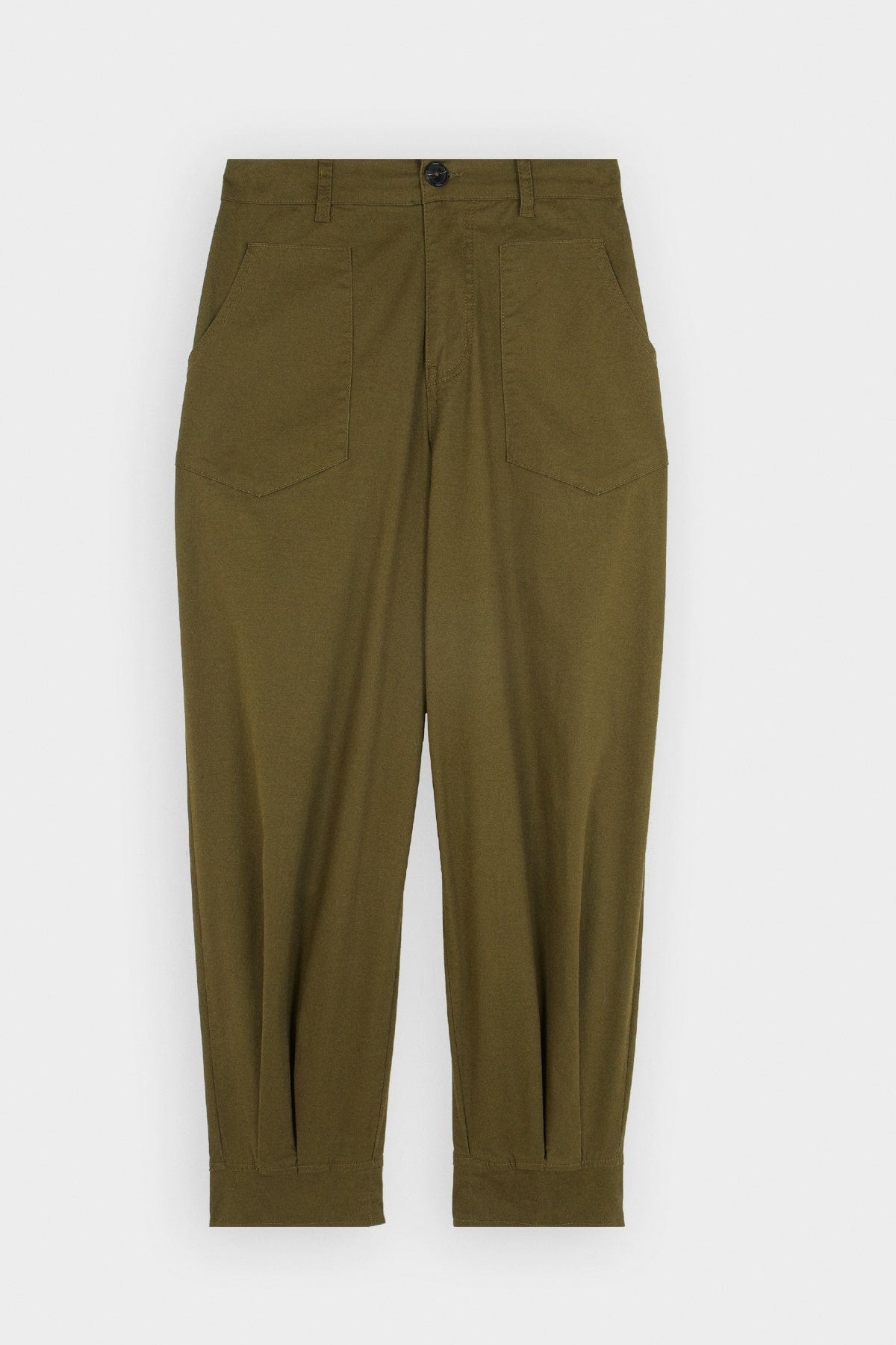 بارفوا بنطلون فضفاض عالي الخصر سادة واسع الكاكي