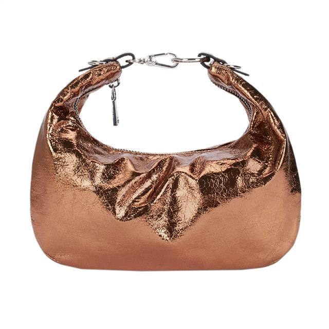 بارفوا شنطة ذهبي نسائية سادة بمشبك برتقالي