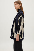 بارفوا كارديجان منقوش كم طويل نسائي أسود