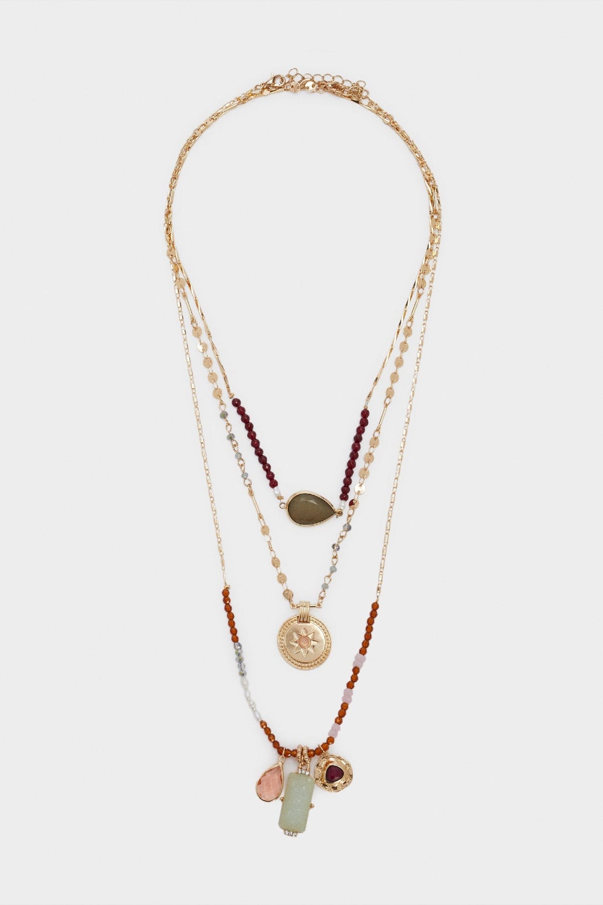 بارفوا مجموعة من القلادات مزين بالحجر والخرز نسائي ذهب