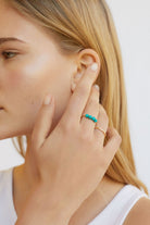 بارفوا مجموعة خواتم سانتوريني مزين بالخرز المنقوش تركواز