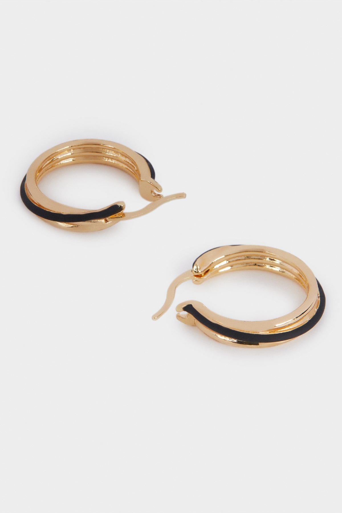 بارفوا حلق ذهبي دائري مزين باللون الأسود نسائي أسود