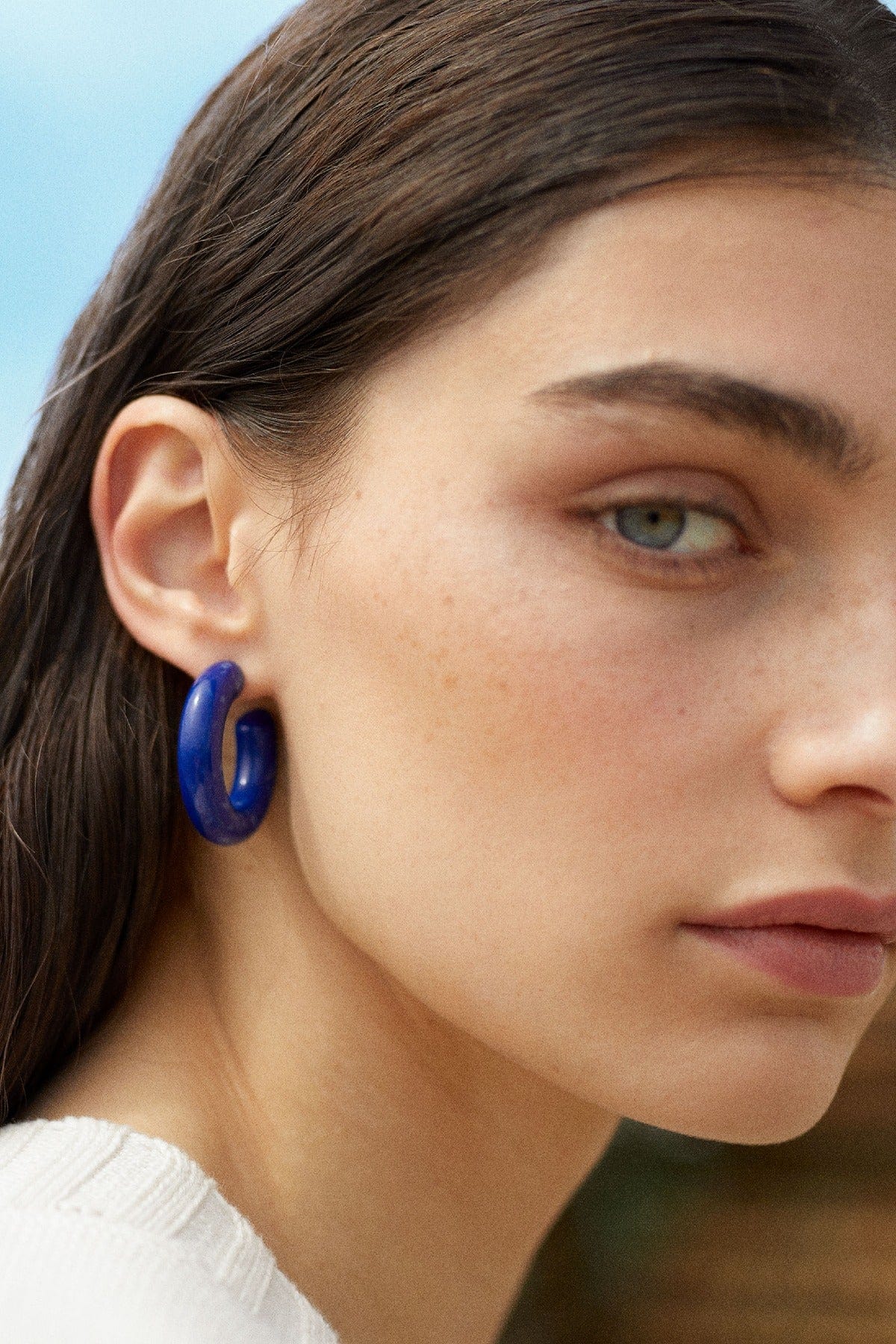 بارفوا أقراط دائرية سادة نسائي أزرق