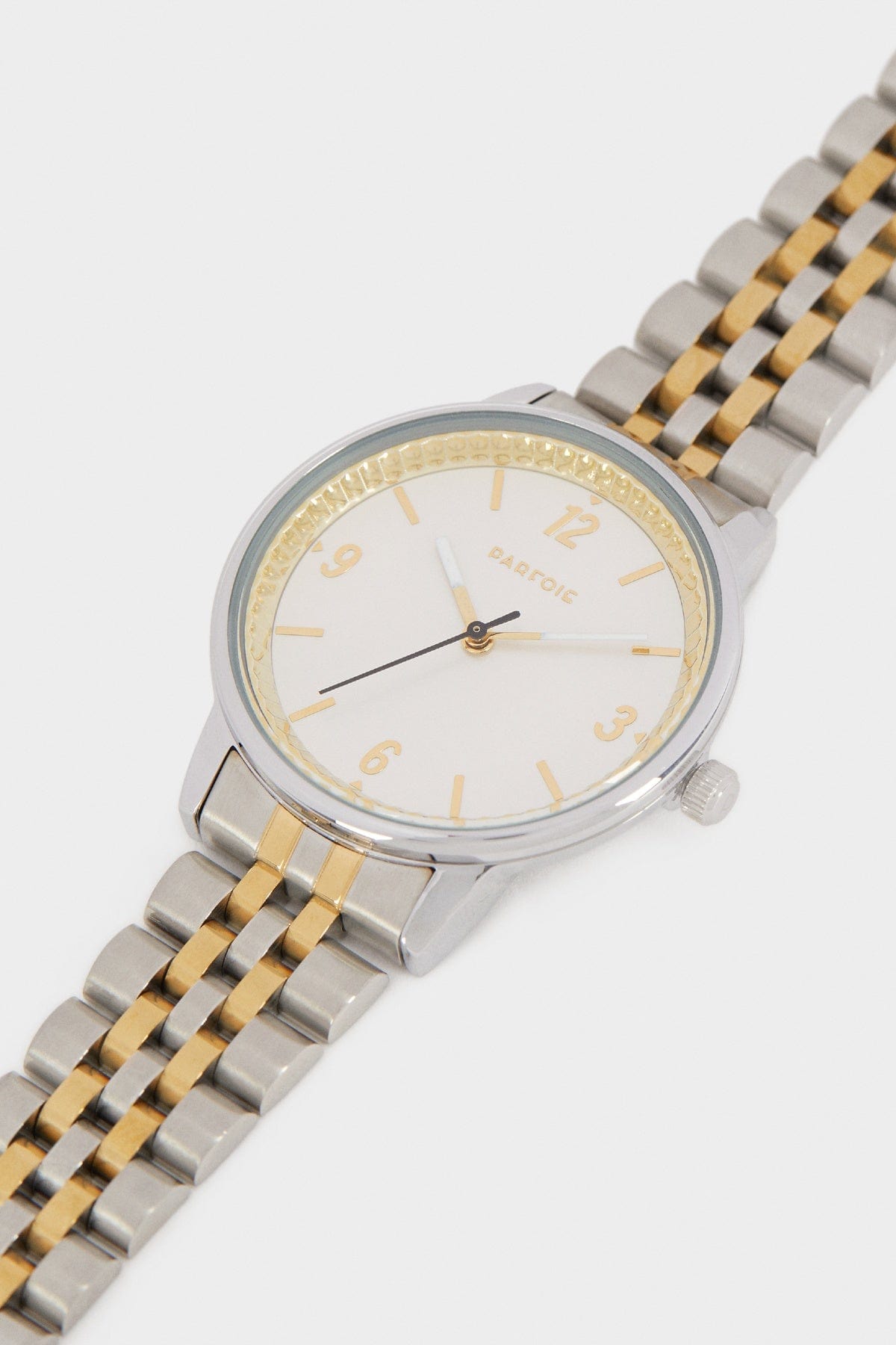 بارفوا ساعة بحزام من الستانلس بلونين ذهب