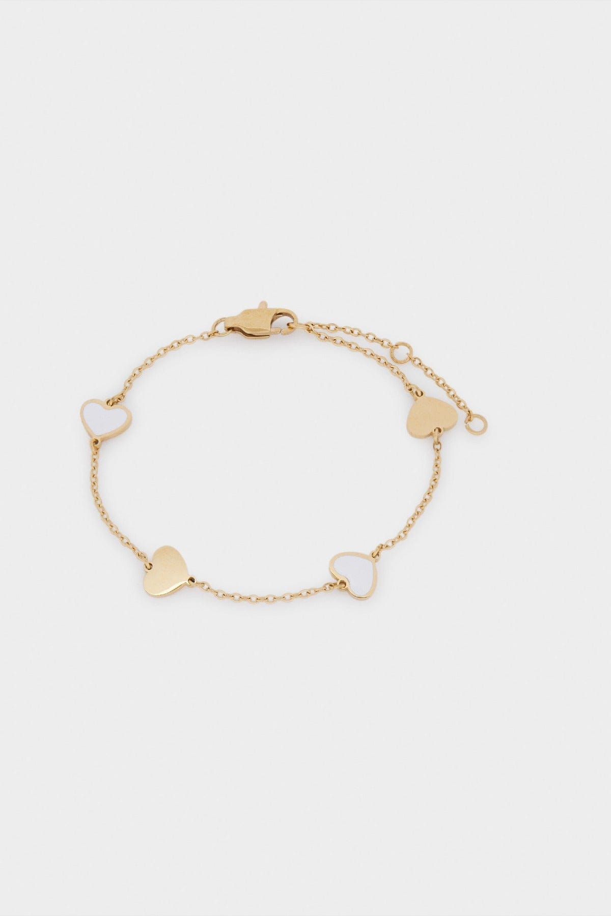 بارفوا اسوارة سادة مزينة بقلوب بيضاء نسائي ذهب