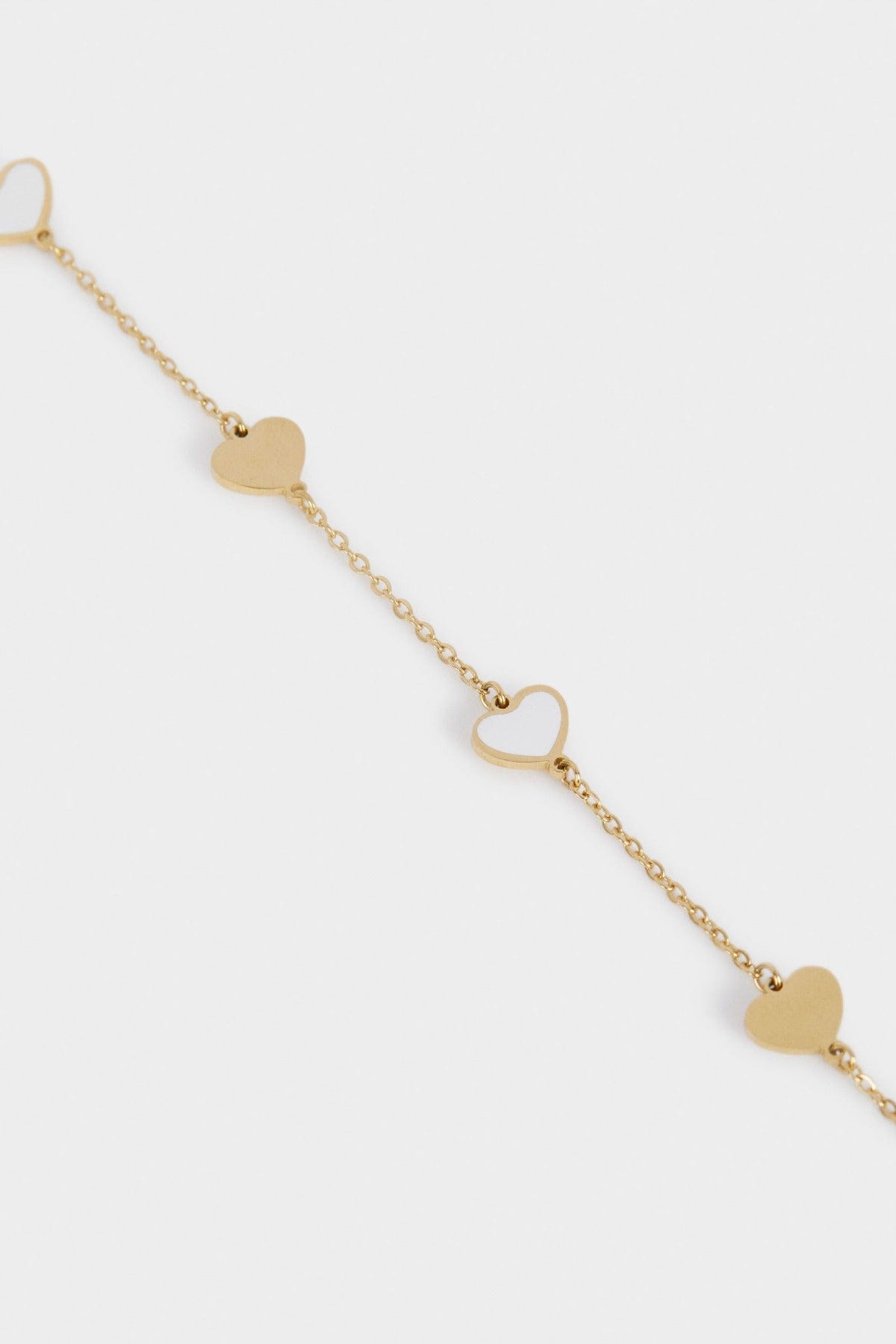 بارفوا اسوارة سادة مزينة بقلوب بيضاء نسائي ذهب