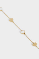 بارفوا اسوارة سادة مزينة بقلوب بيضاء نسائي ذهب