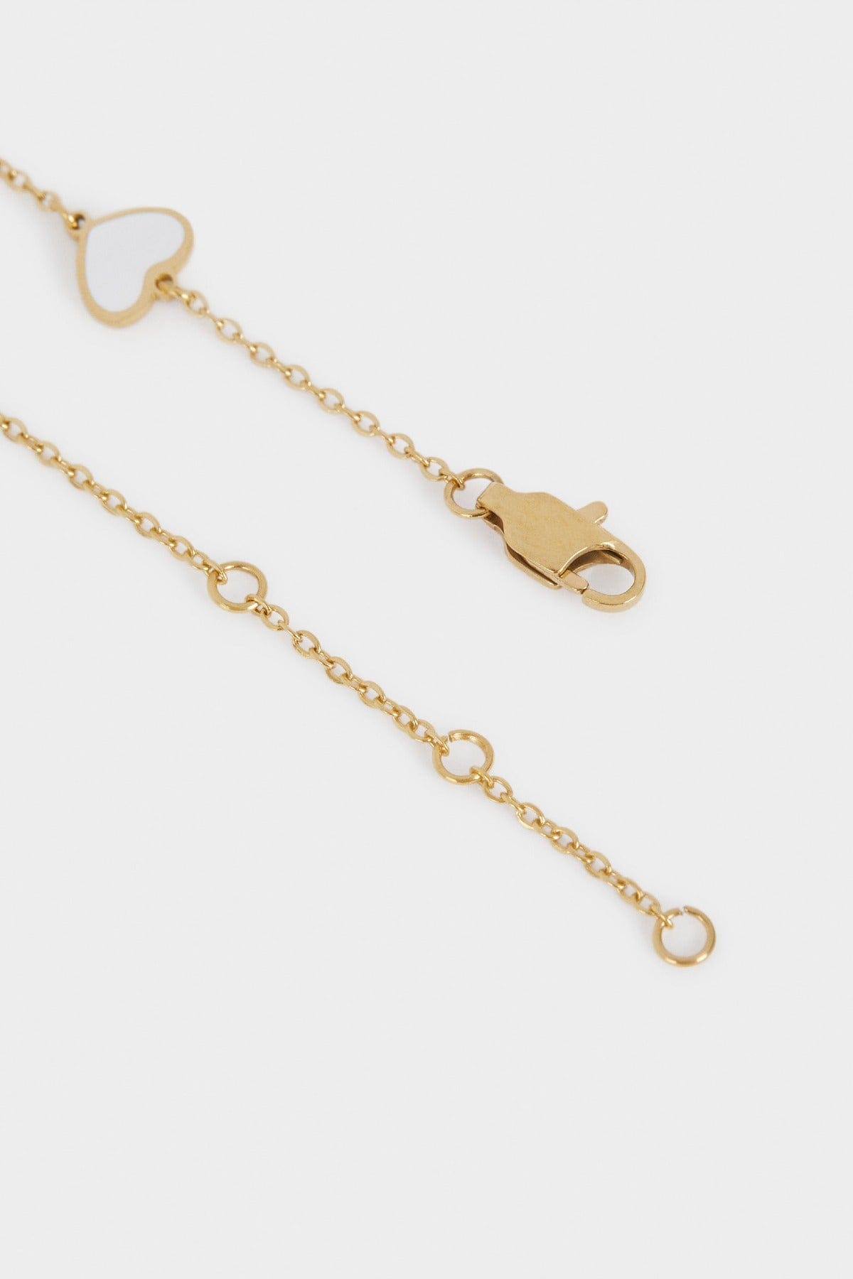 بارفوا اسوارة سادة مزينة بقلوب بيضاء نسائي ذهب