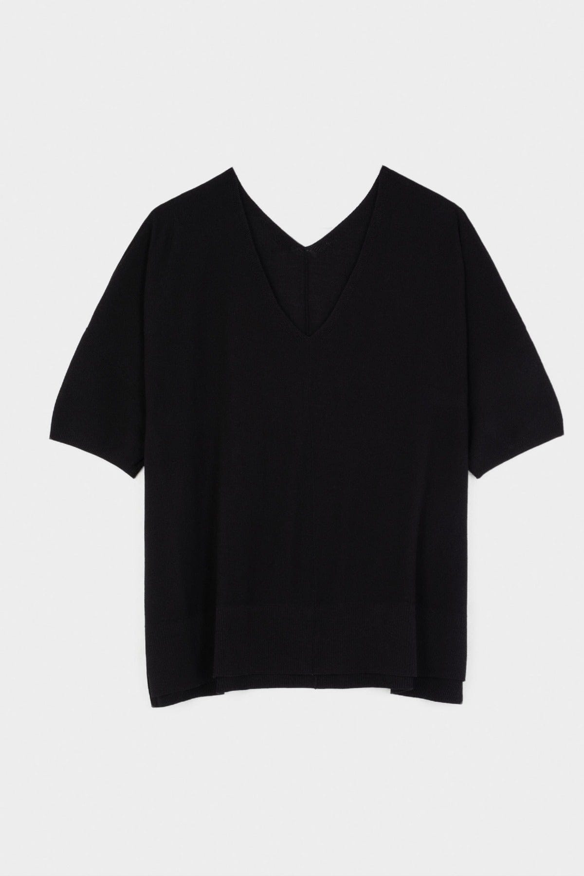 بارفوا بلوفر محبوك سادة على شكل حرف V أسود