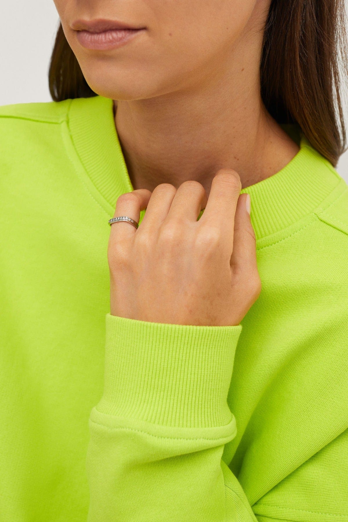 بارفوا خاتم لاصبع الخنصر بزركونيا فضة