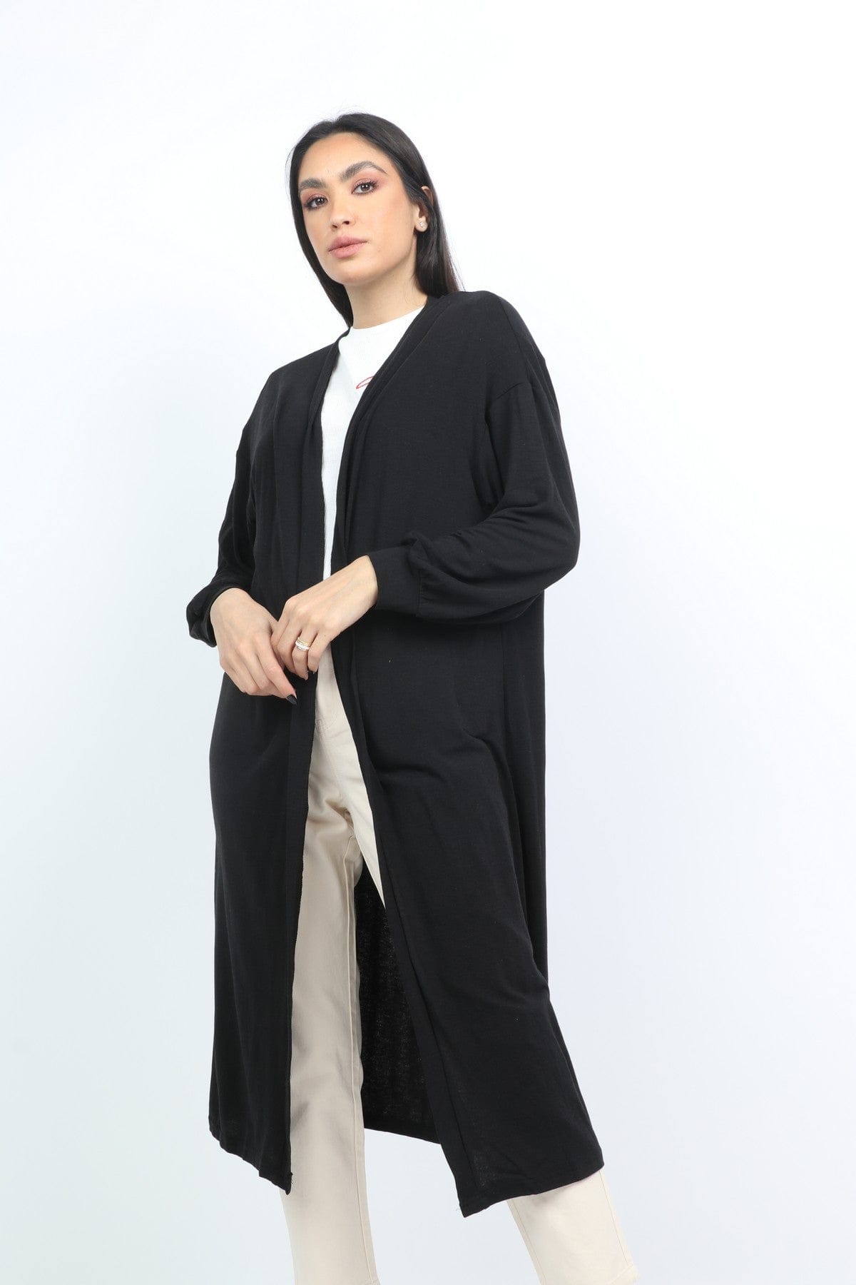 كيتشن كارديجان سادة واسع طويل بأكمام طويلة