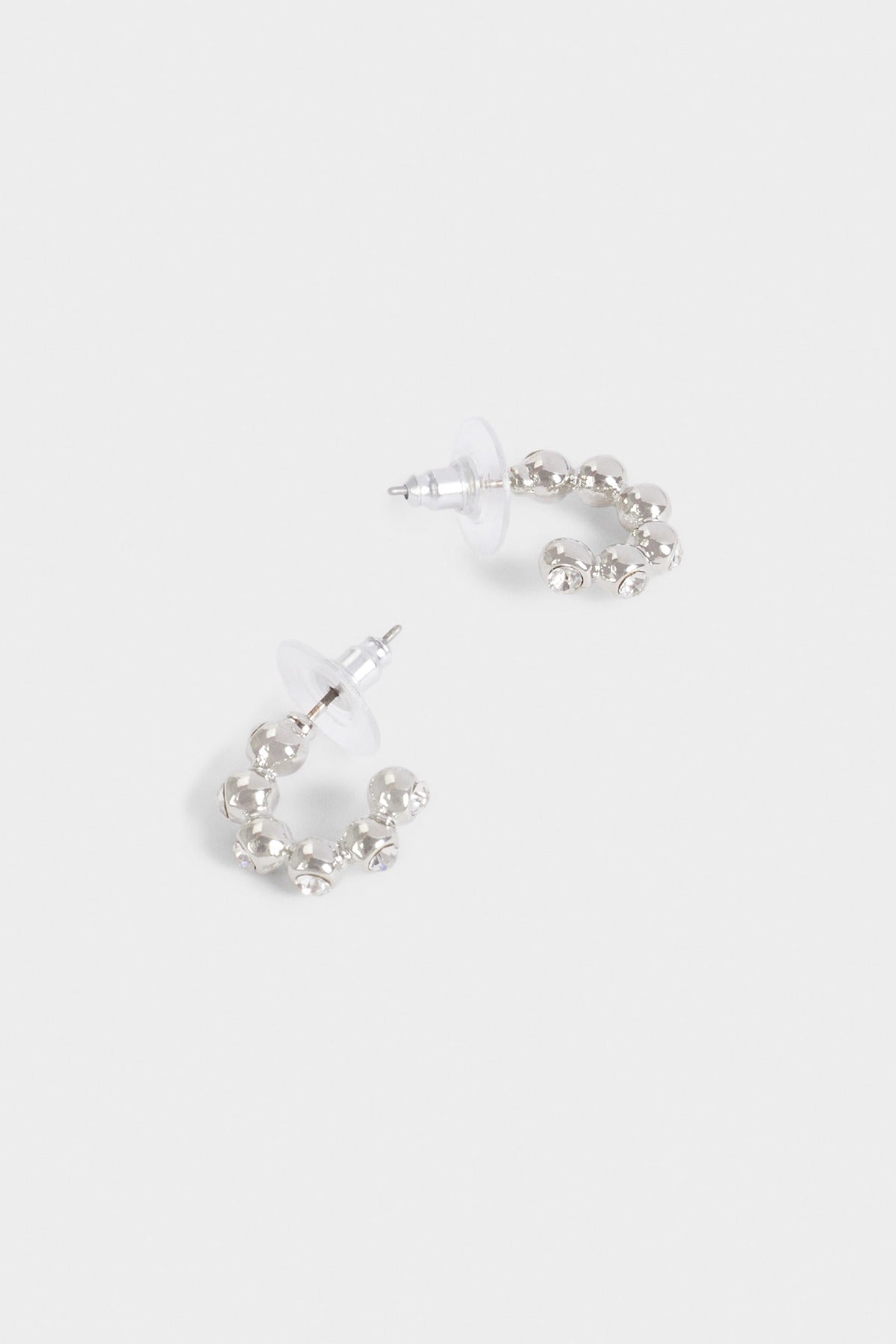 بارفوا حلق فضة صغير عيار 925 للنساء بفصوص فضي