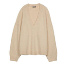 بارفوا بلوفر نسائي سادة بفتحة رقبة سبعة بيج