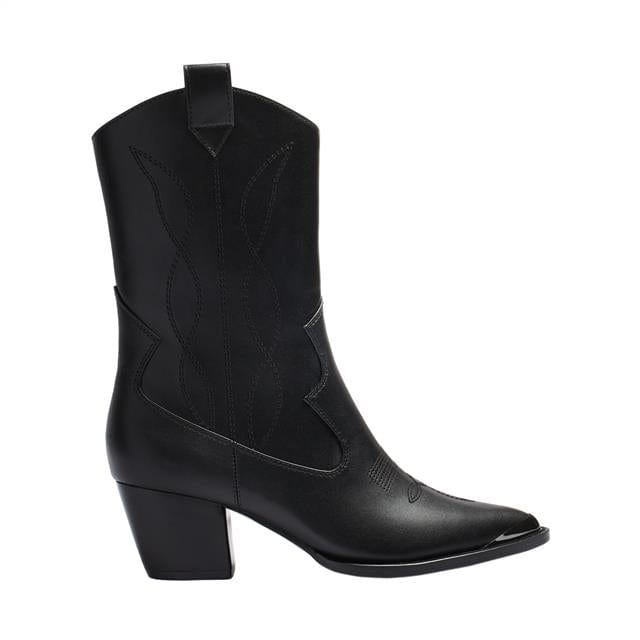 بارفوا حذاء هاف بوط نسائي طراز كاوبوي كعب متوسط