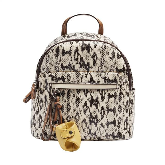 بارفوا شنطة مزينة برسمة النمر بجيب خارجي بيج فاتح